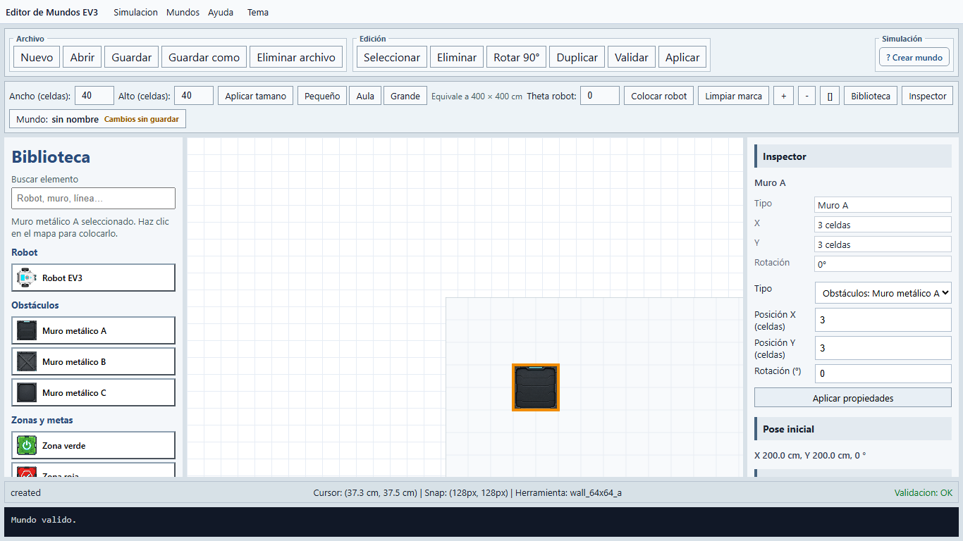 Pasos para crear, validar y guardar un mundo con el editor